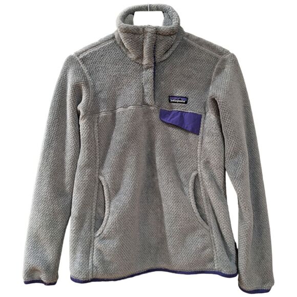 Patagonia Retool Snap-T Fleece Pullover Womens Size S in Grey Purple 25442 FA15 - Picture 2 of 7
